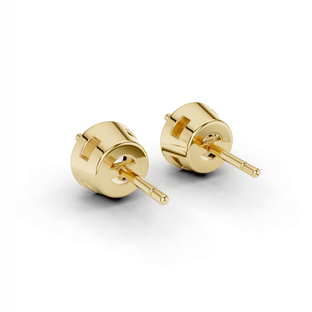 Round Cut Diamond 4 Claw Bezel Stud Earrings