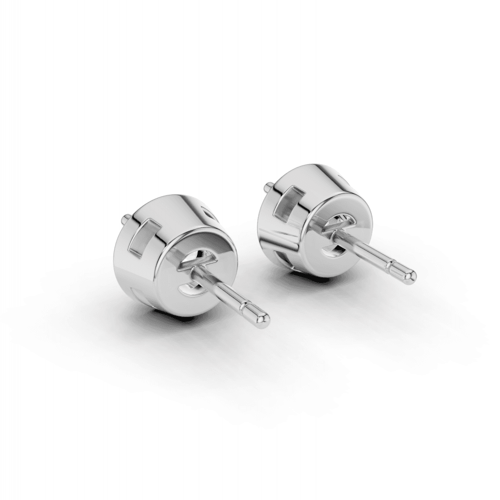 Round Cut Diamond 4 Claw Bezel Stud Earrings