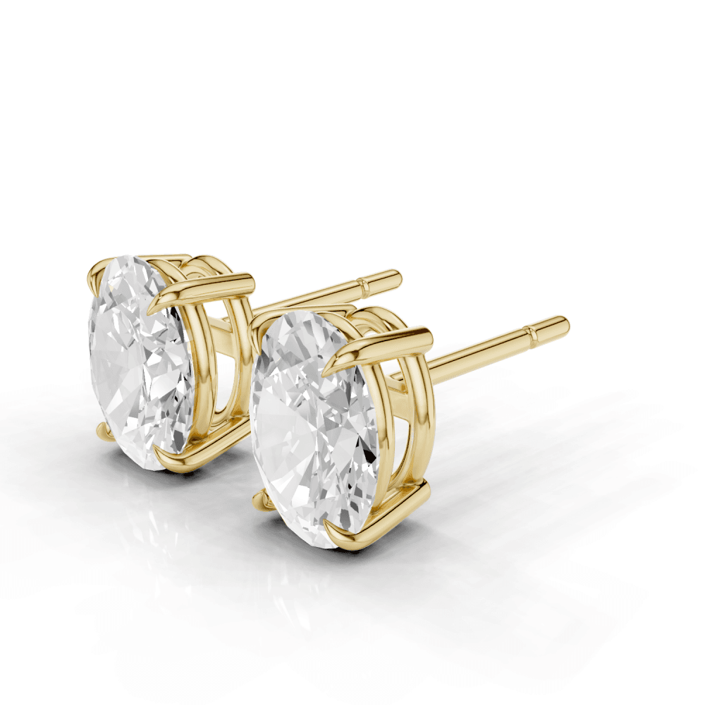 Oval Cut Diamond 4 Claw Stud Earrings