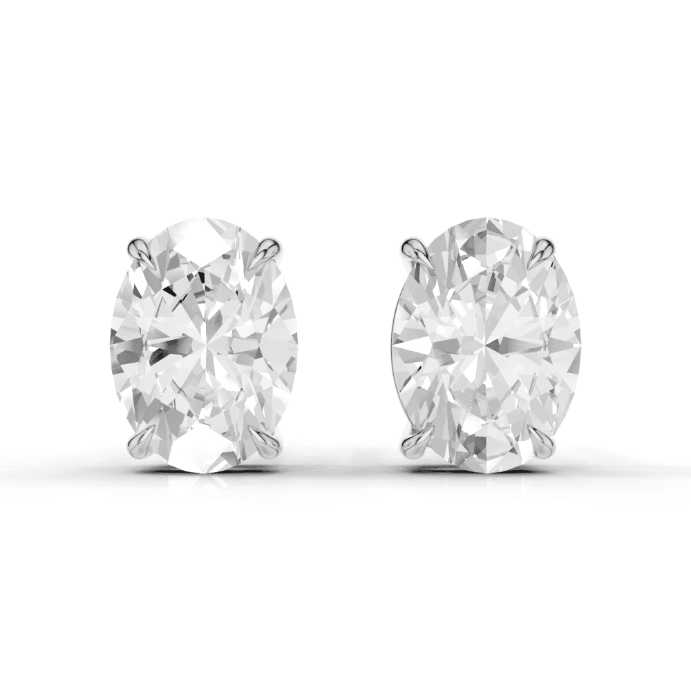Oval Cut Diamond 4 Claw Stud Earrings