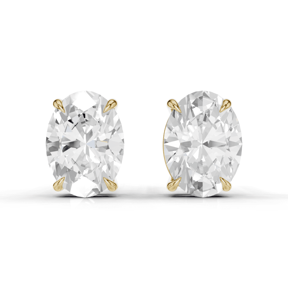 Oval Cut Diamond 4 Claw Stud Earrings