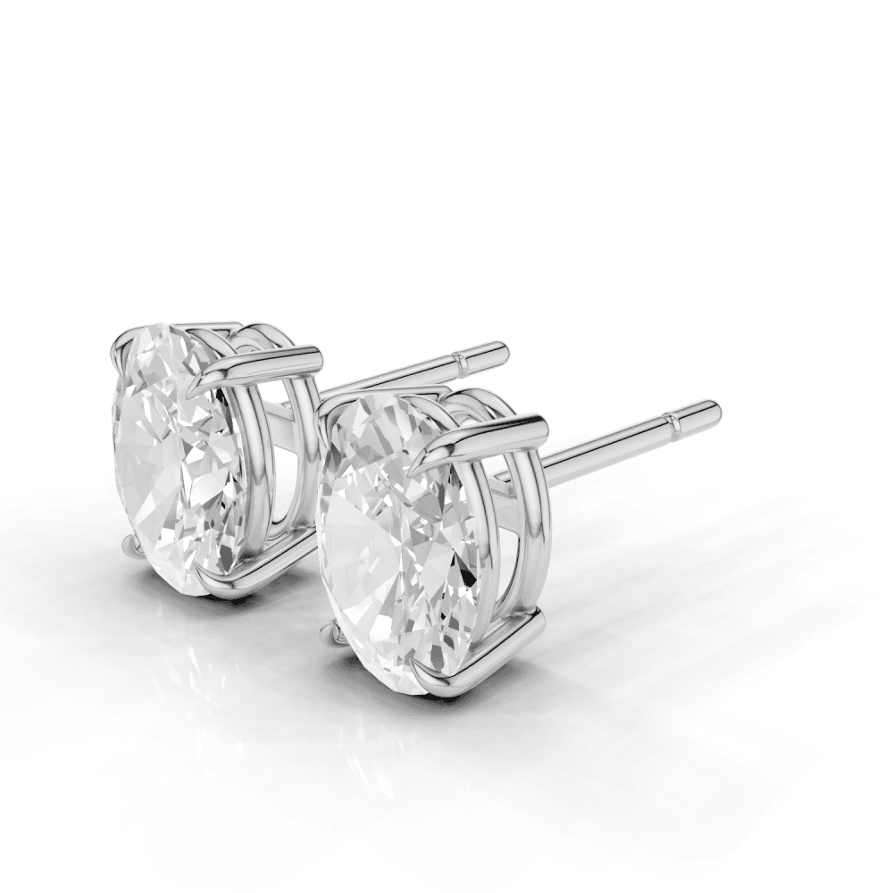 Oval Cut Diamond 4 Claw Stud Earrings