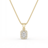 Emerald Cut Diamond Halo Pendant Necklace