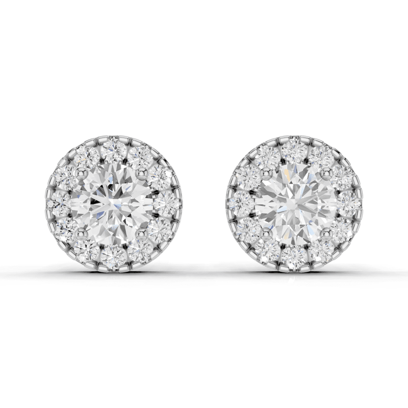 Round Cut Diamond Halo Stud Earrings