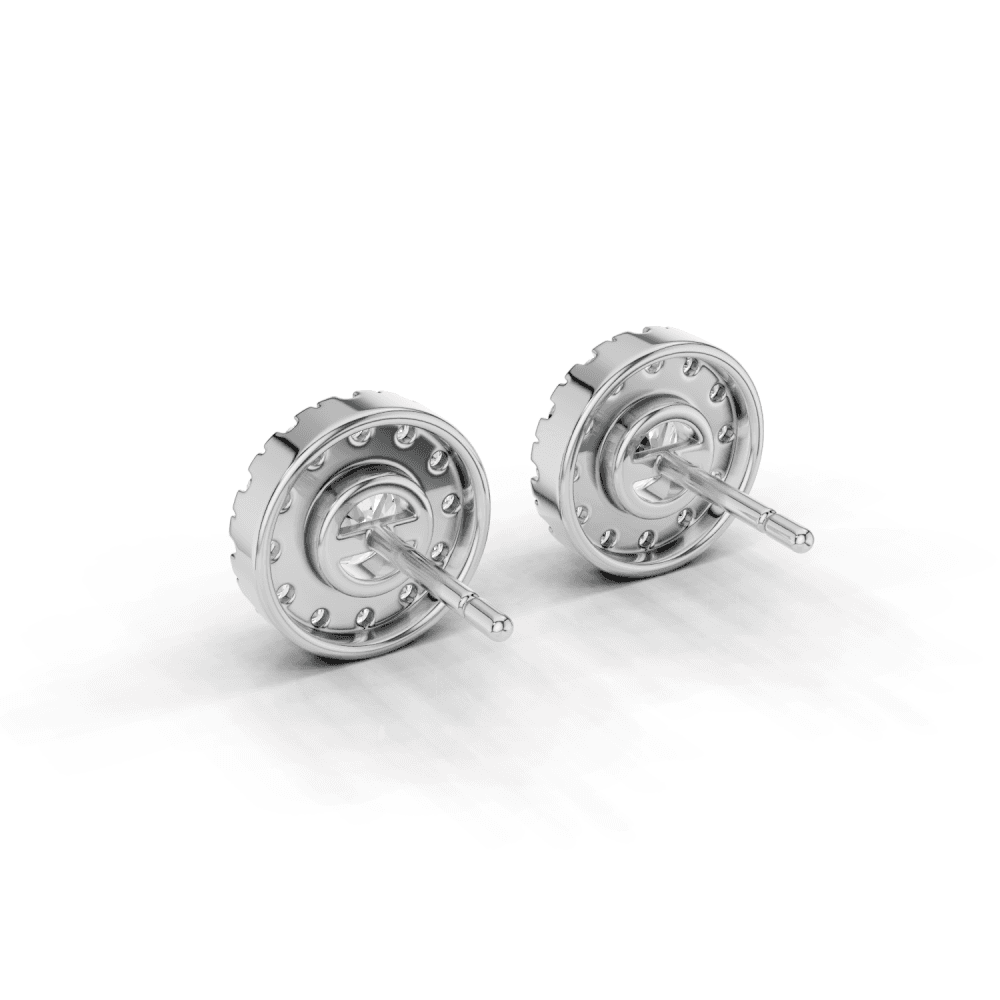 Round Cut Diamond Halo Stud Earrings