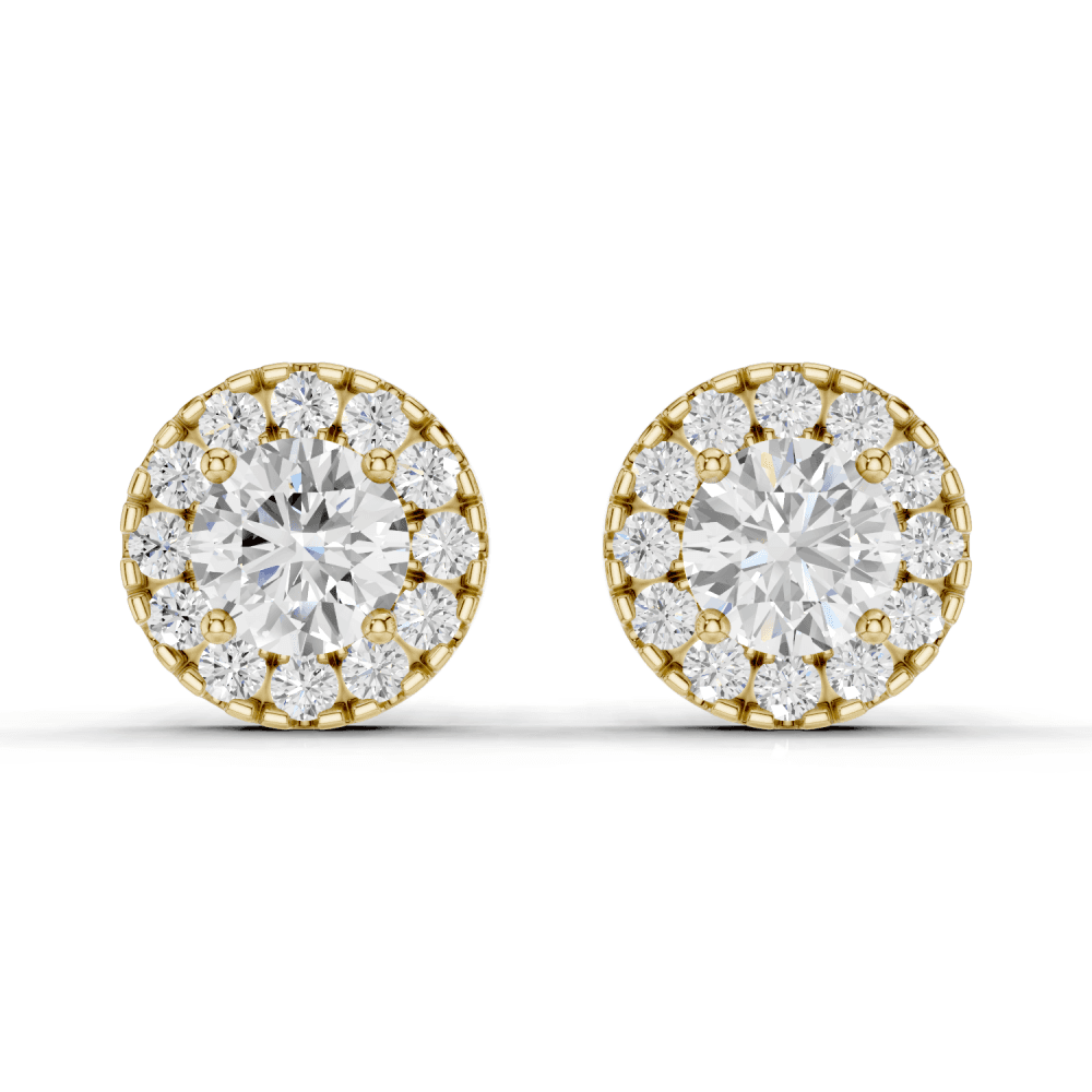 Round Cut Diamond Halo Stud Earrings