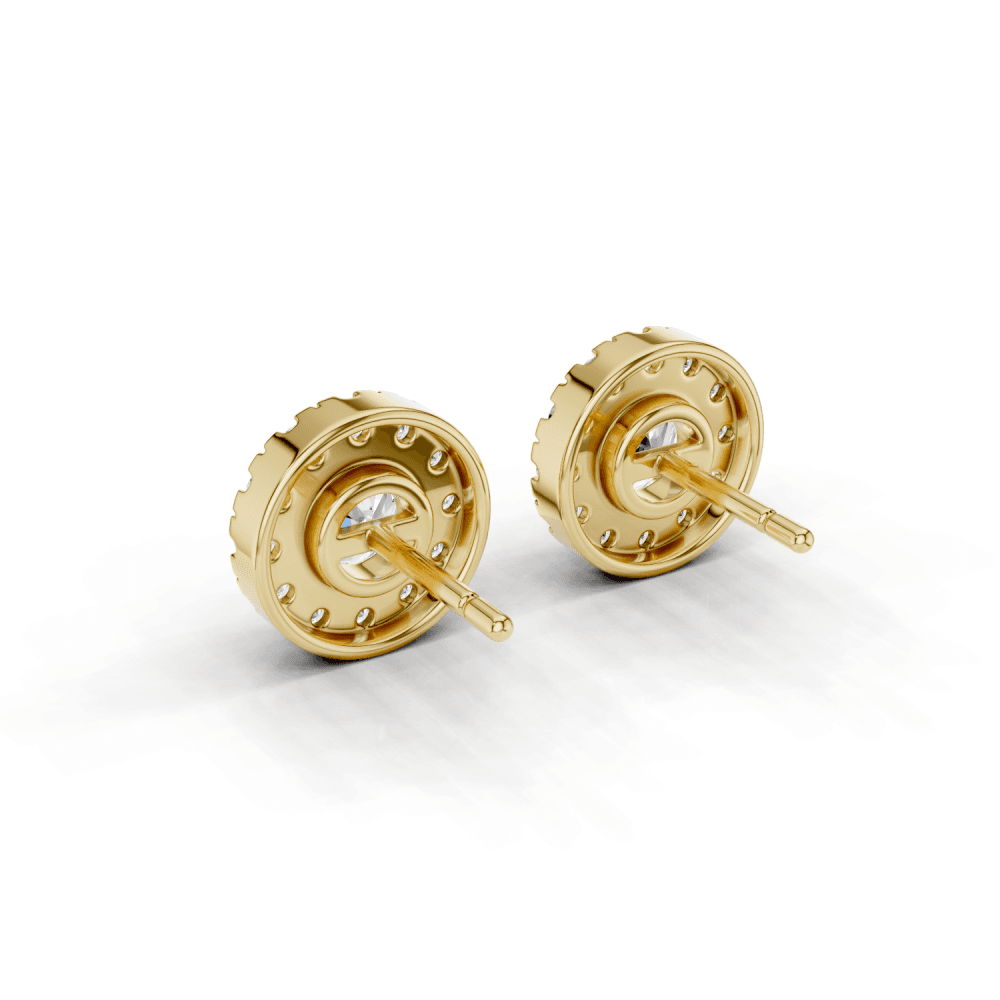 Round Cut Diamond Halo Stud Earrings
