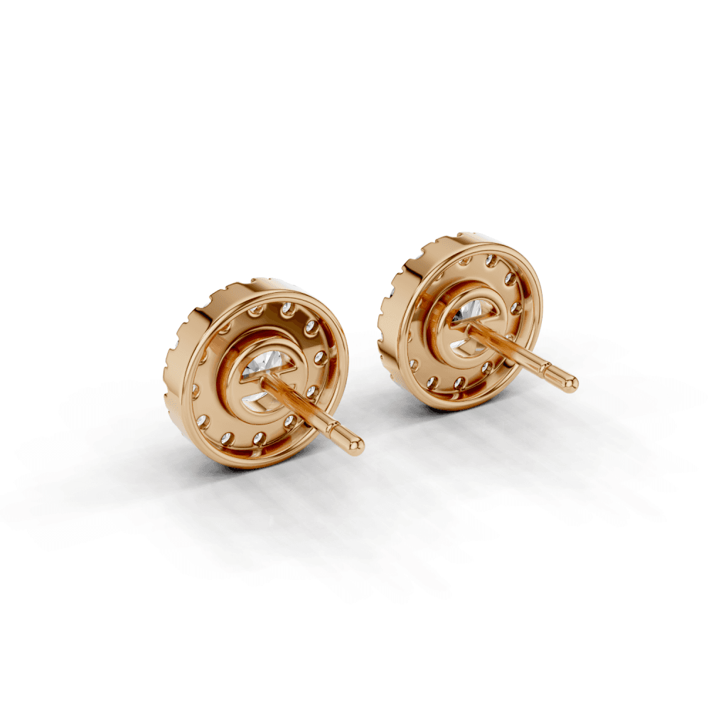 Round Cut Diamond Halo Stud Earrings
