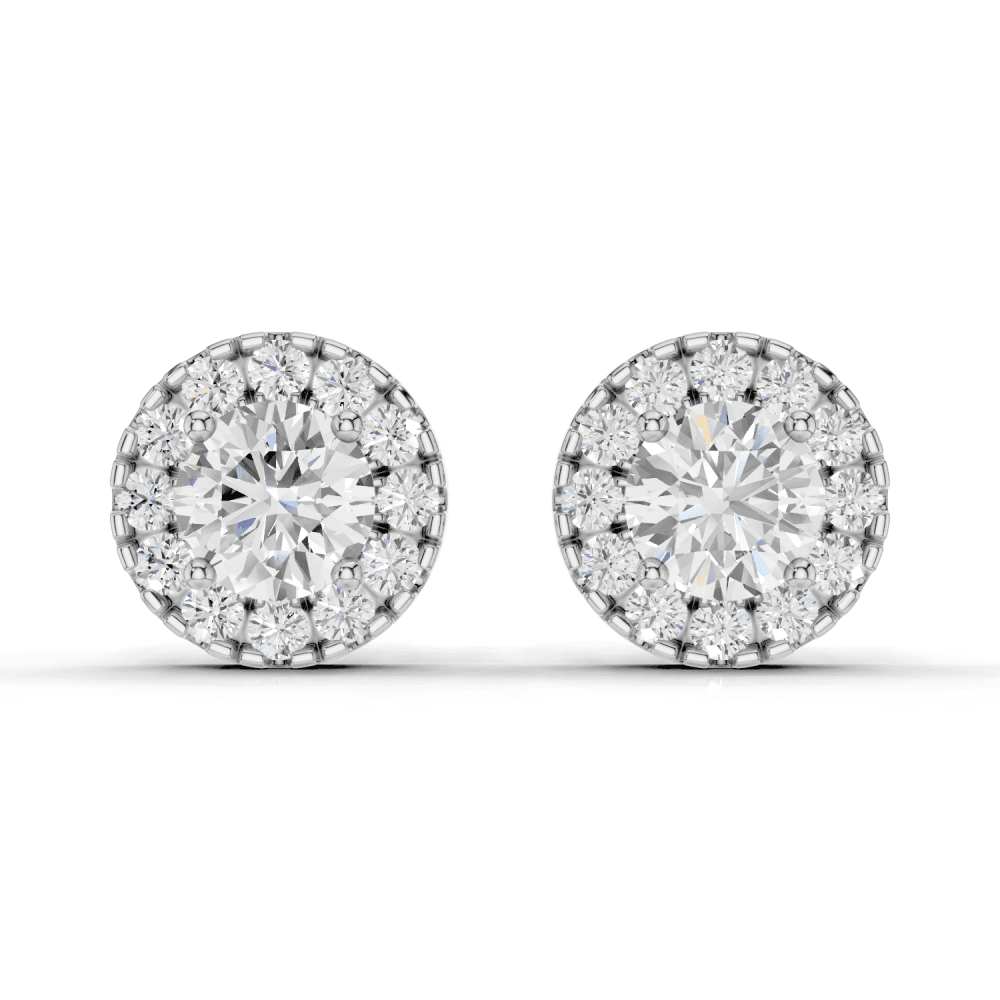Round Cut Diamond Halo Stud Earrings