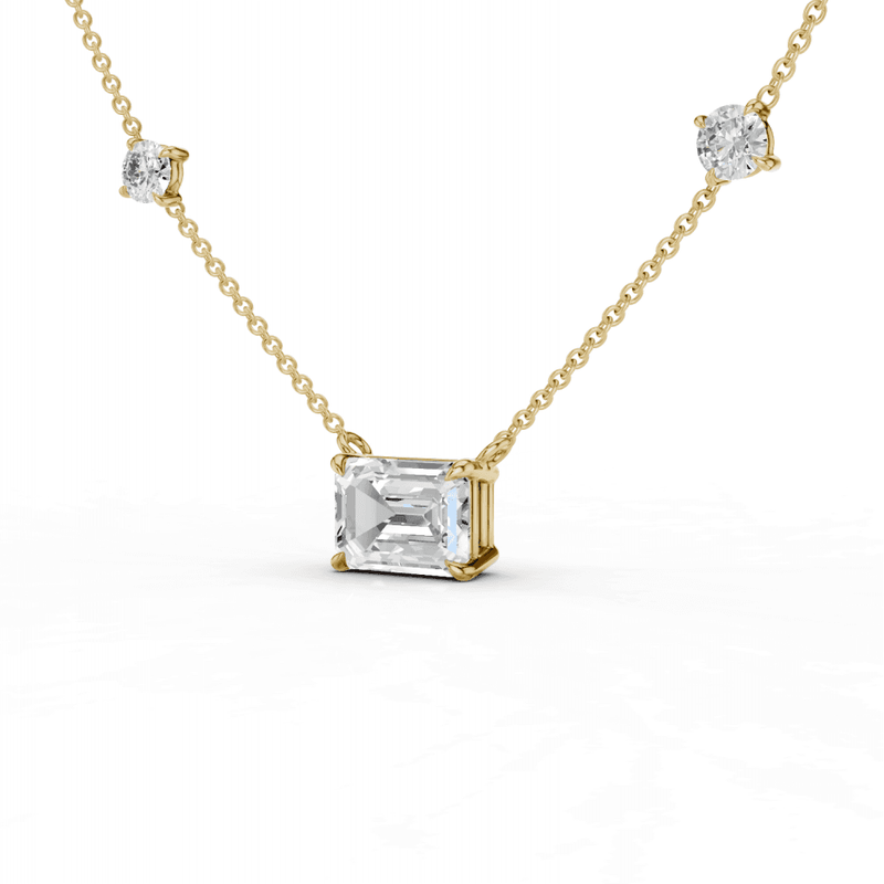 Emerald Cut Diamond 5 Stone Pendant Necklace