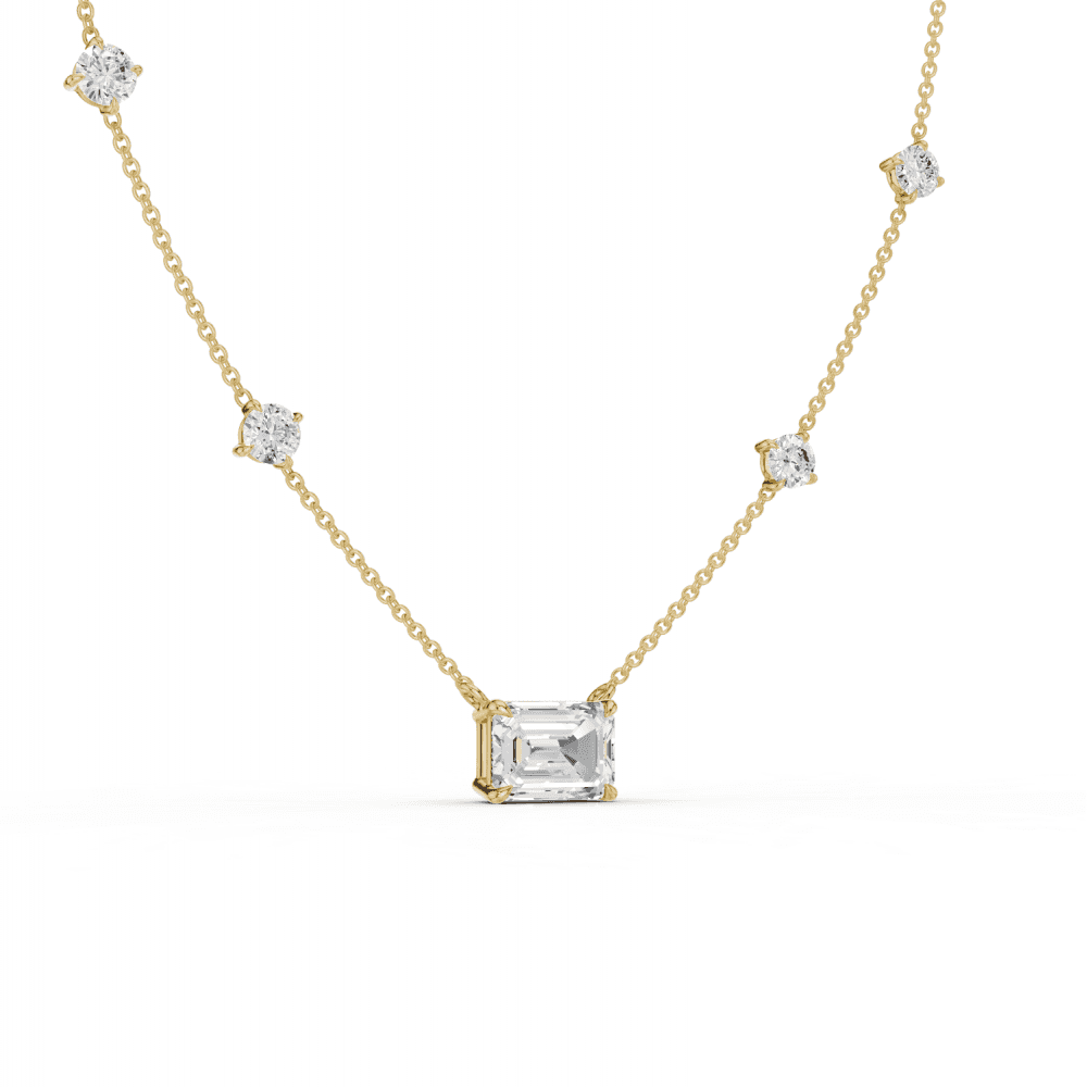 Emerald Cut Diamond 5 Stone Pendant Necklace