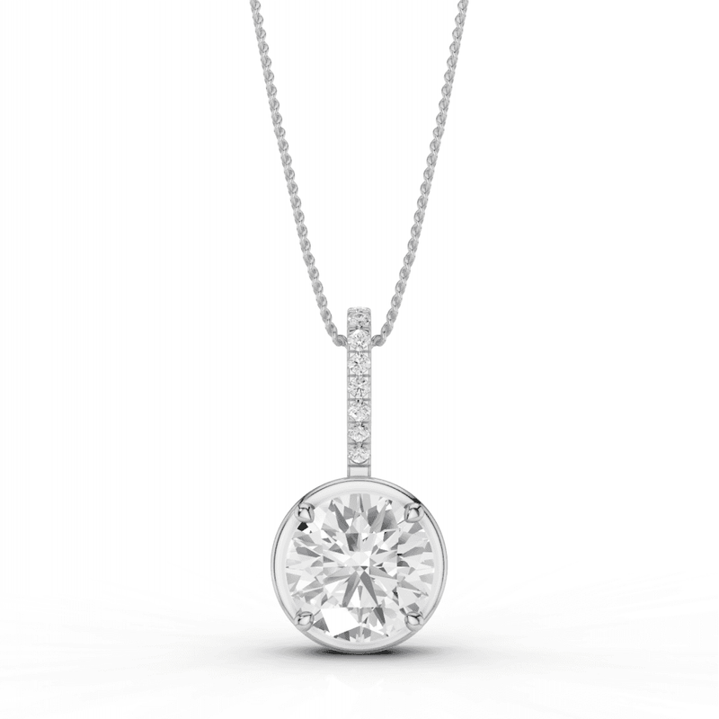 Round Cut Diamond Pendant Necklace