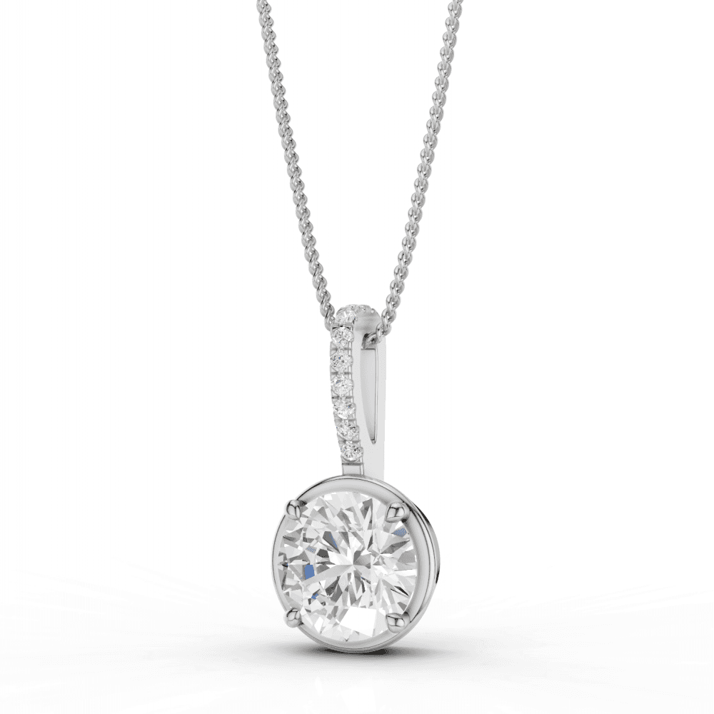 Round Cut Diamond Pendant Necklace