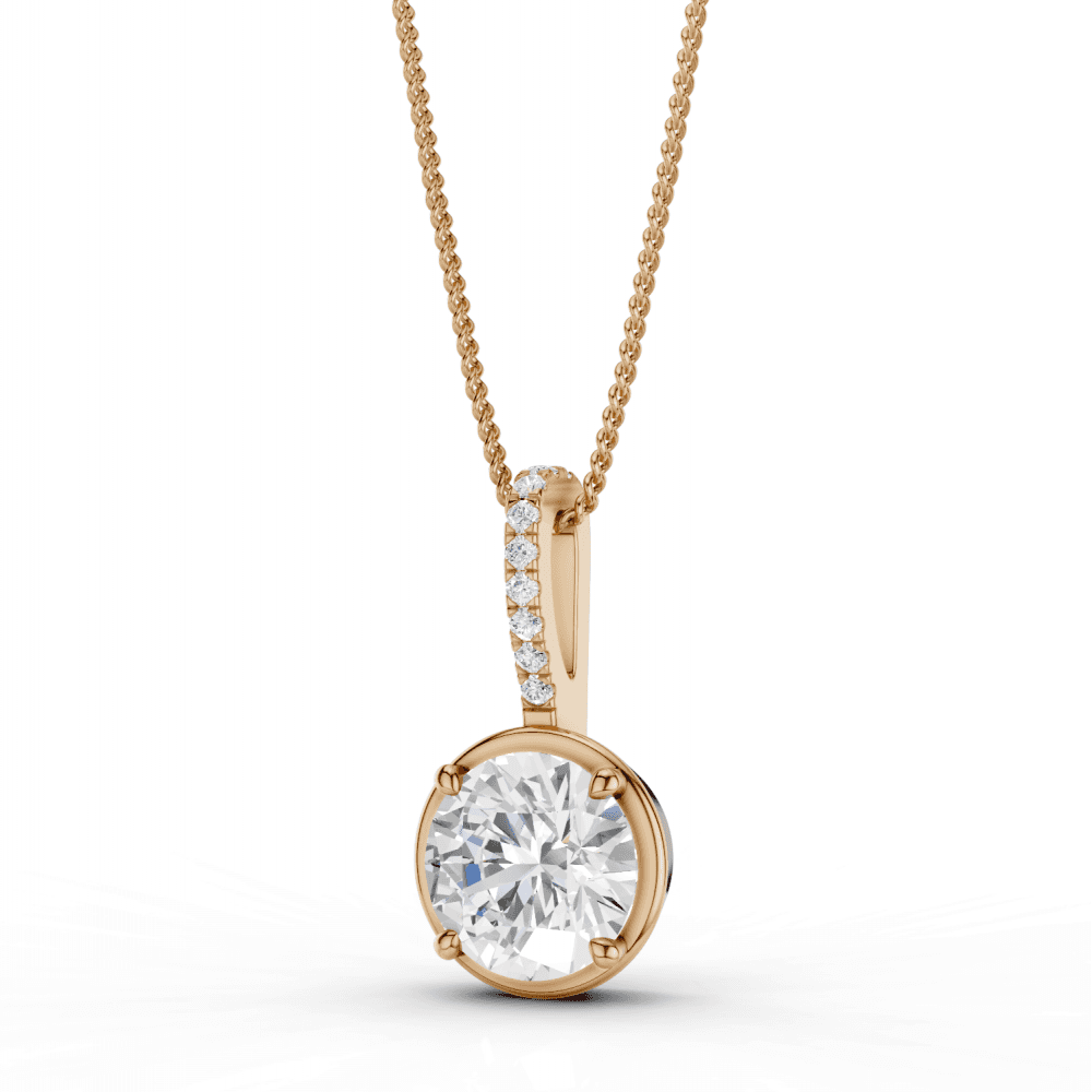 Round Cut Diamond Pendant Necklace