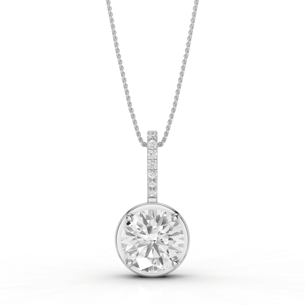 Round Cut Diamond Pendant Necklace