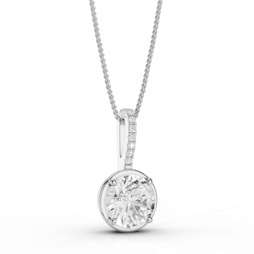 Round Cut Diamond Pendant Necklace