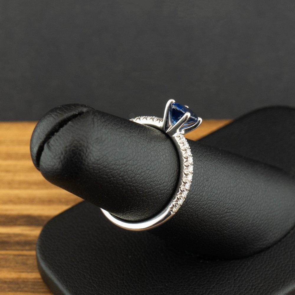 14ct White Gold 0.79ct Sapphire and 0.16ct Diamond Ring Size K 2g