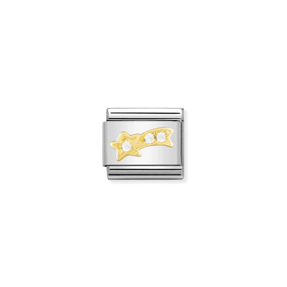 Charm, Composable Link, white Shooting Star with Stones