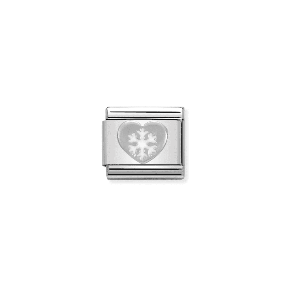 Charm, Composable Link, Heart with Snowflake in Silver