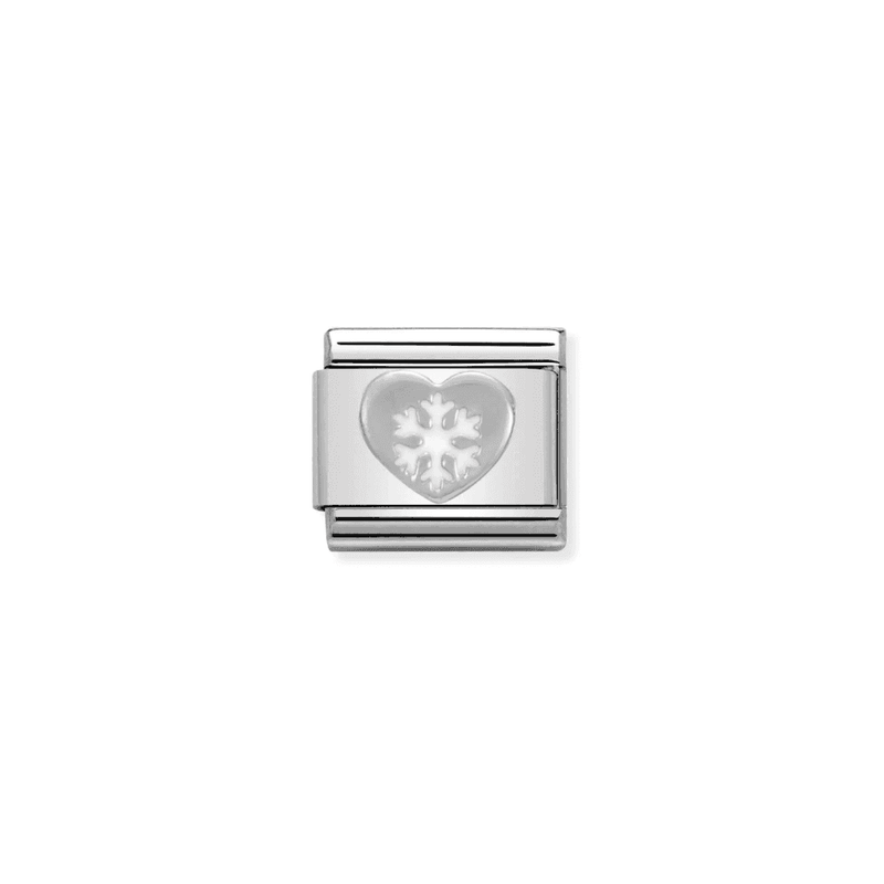 Charm, Composable Link, Heart with Snowflake in Silver
