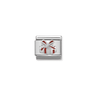 Charm, Composable Link, Red Present in Silver