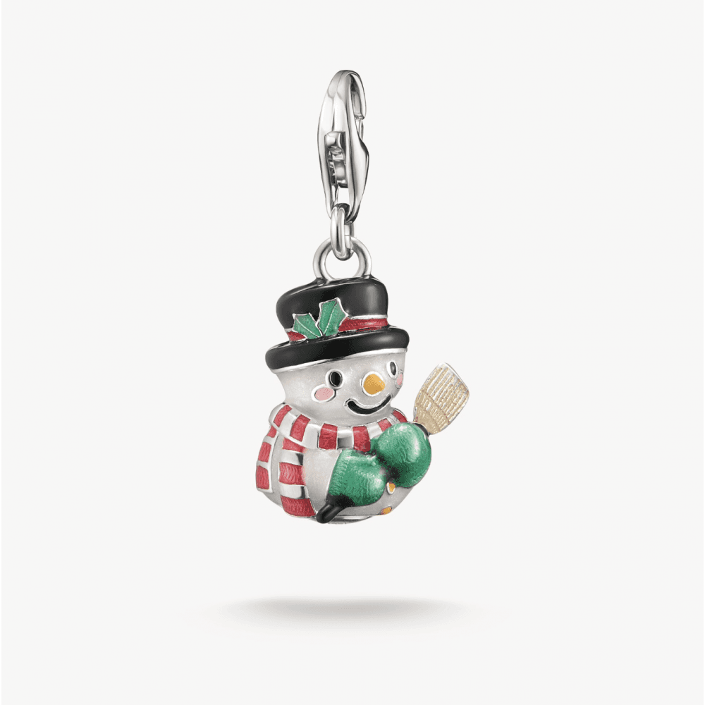 Silver Snowman Charm Pendant
