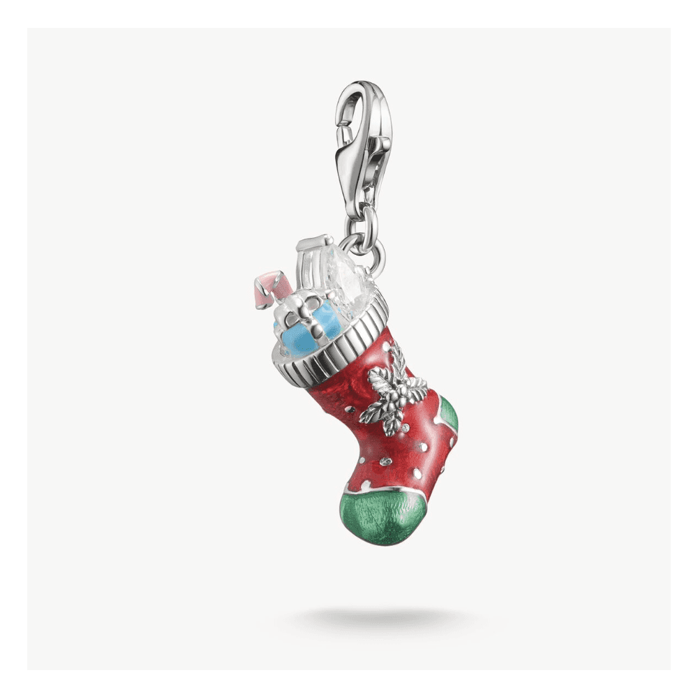 Silver Christmas Sock Charm Pendant