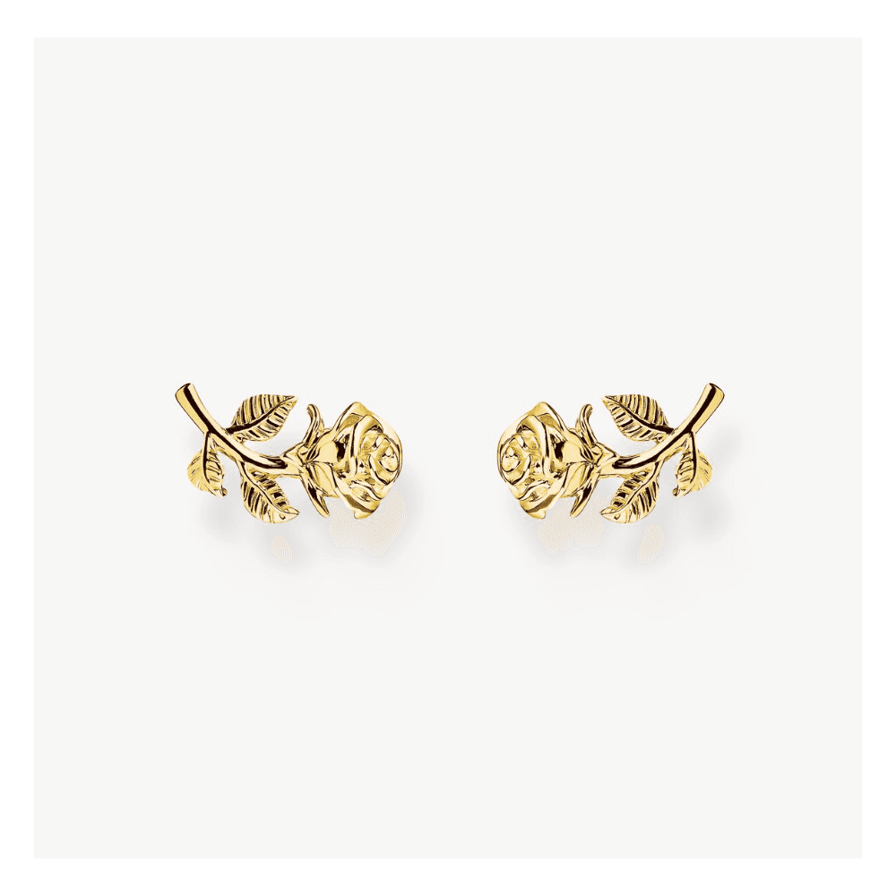 Gold-Plated Ear Studs Roses Romance