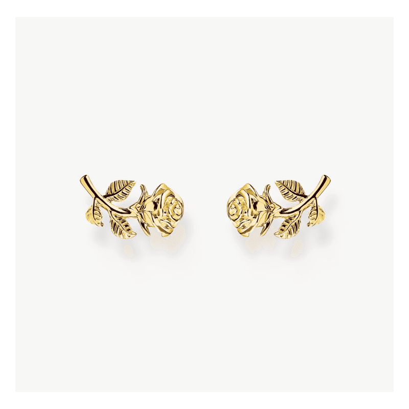 Gold-Plated Ear Studs Roses Romance