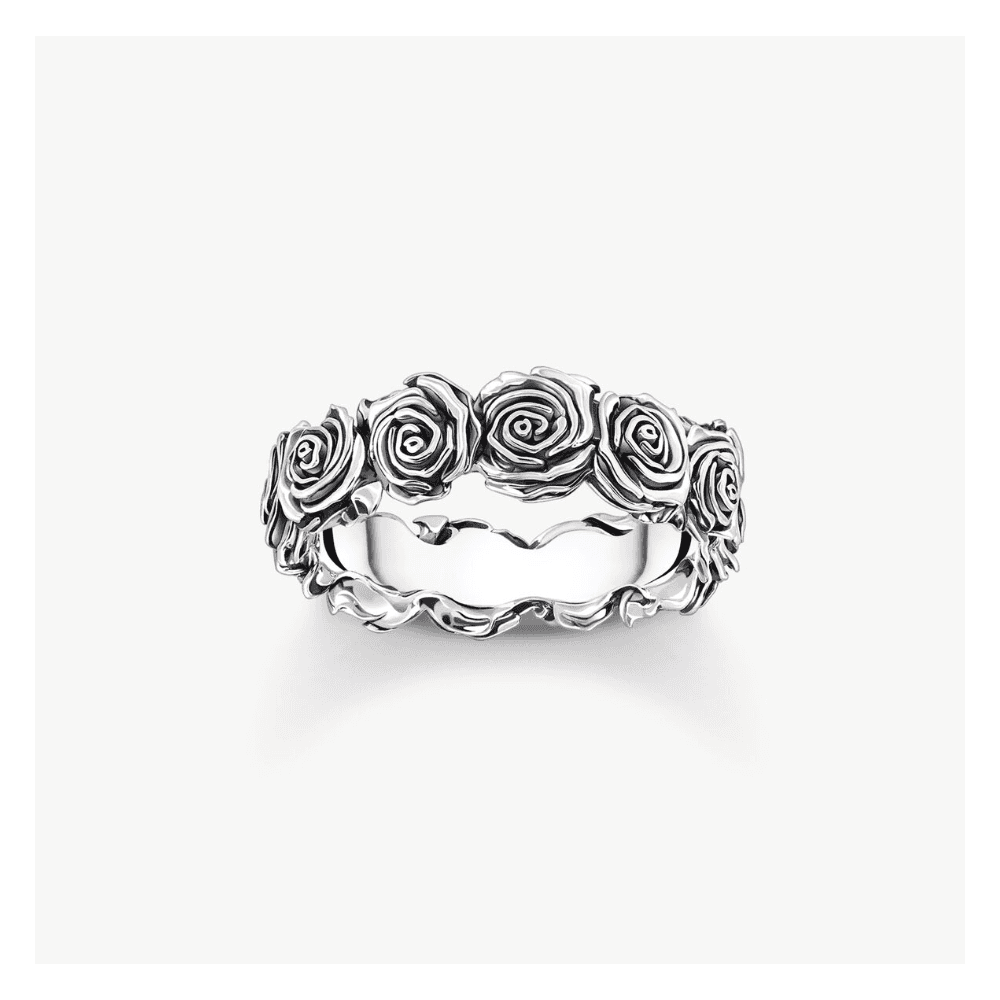 Silver Midnight Rose Ring