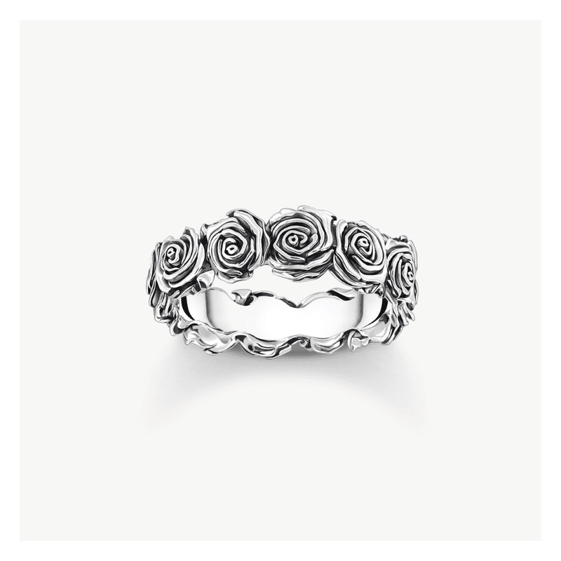 Silver Midnight Rose Ring