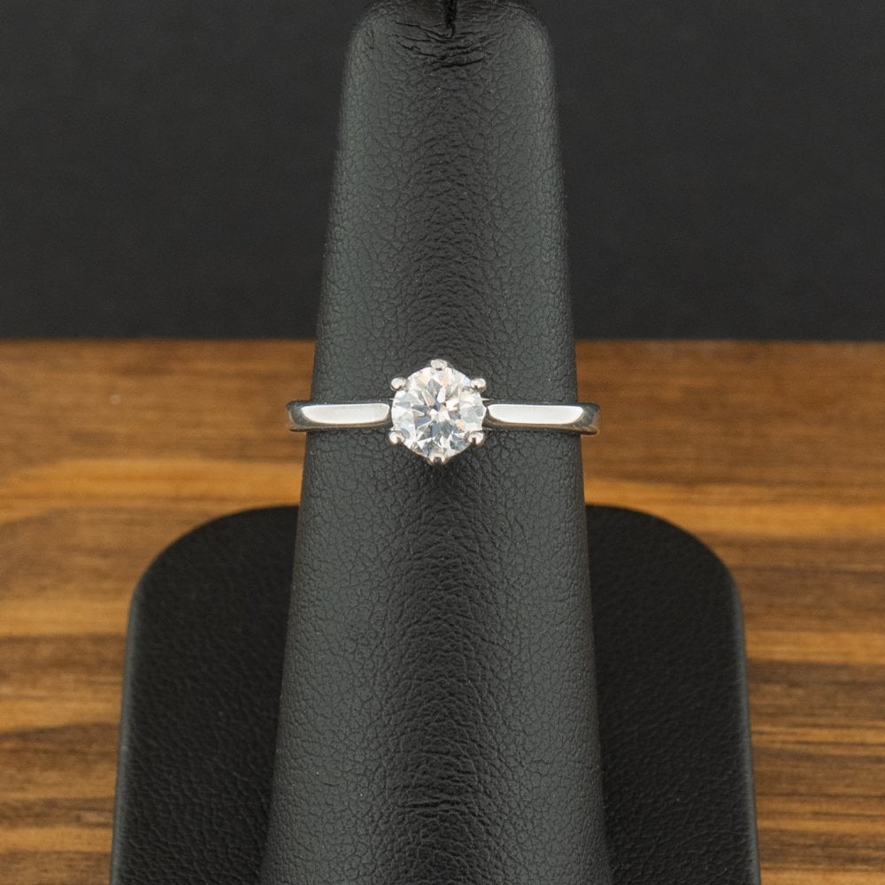 9ct White Gold 0.50ct Diamond Solitaire Ring with Hidden Stones Size L 2.1g