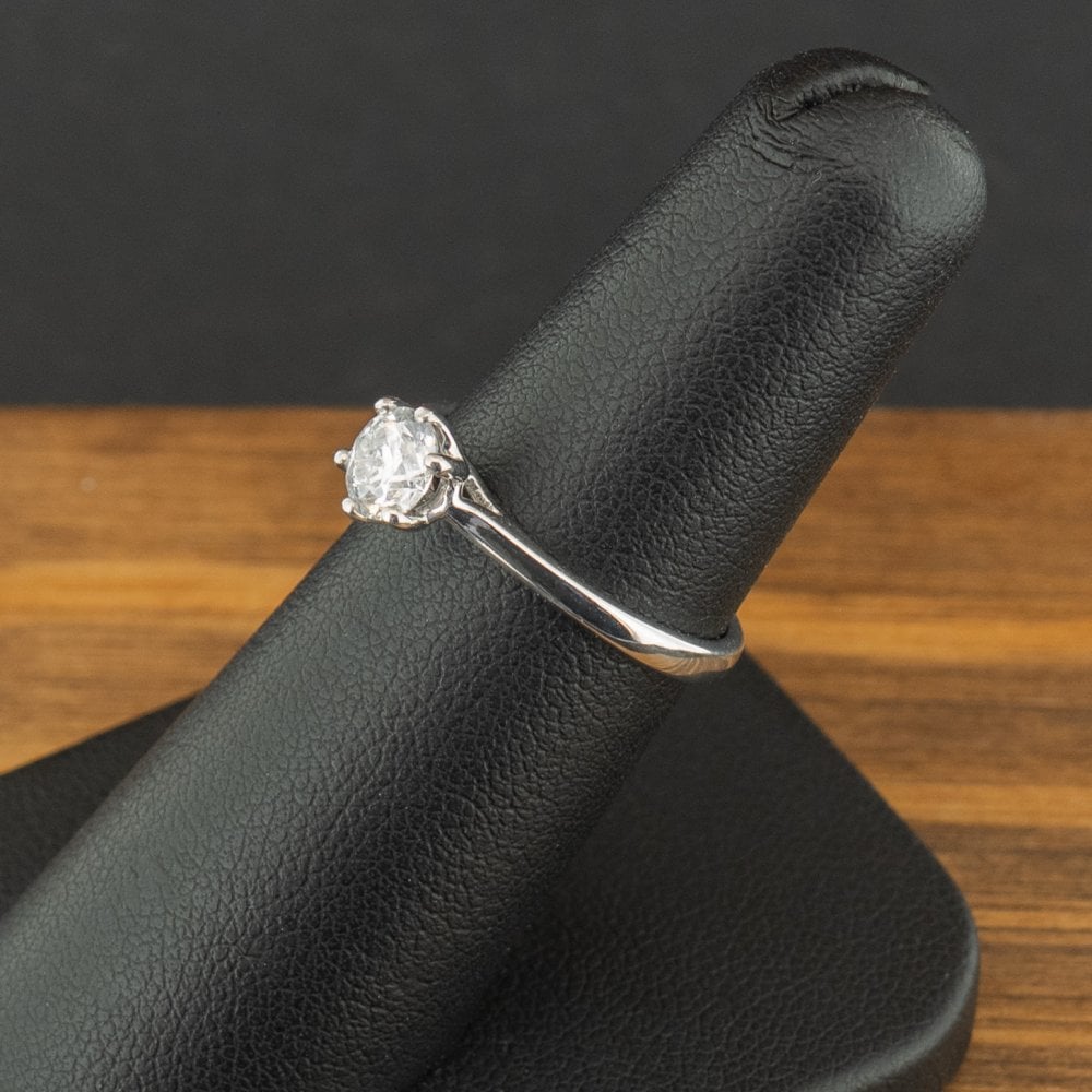 9ct White Gold 0.50ct Diamond Solitaire Ring with Hidden Stones Size L 2.1g
