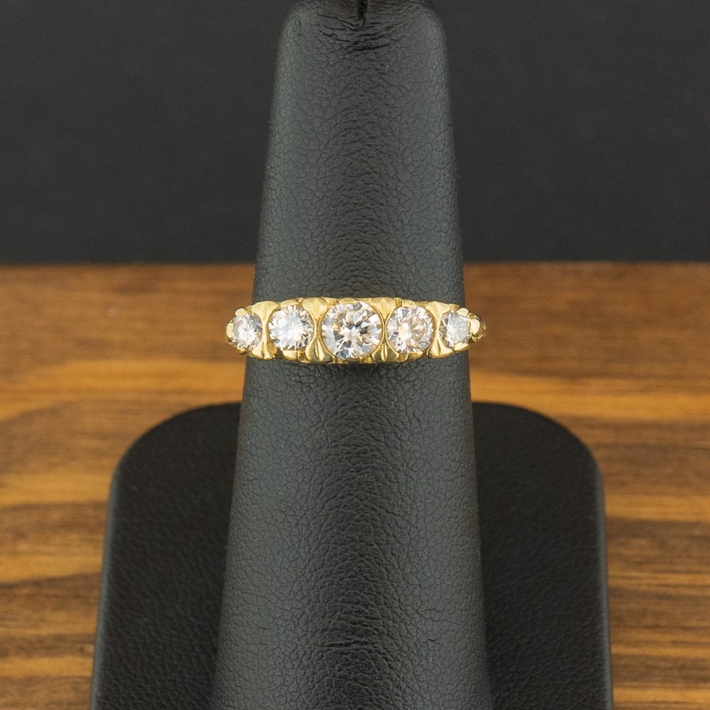 18ct Yellow Gold 0.73ct Diamond 5 Stone Ring Size L 4.0g