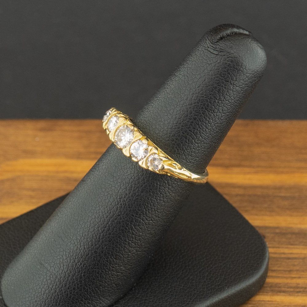 18ct Yellow Gold 0.73ct Diamond 5 Stone Ring Size L 4.0g
