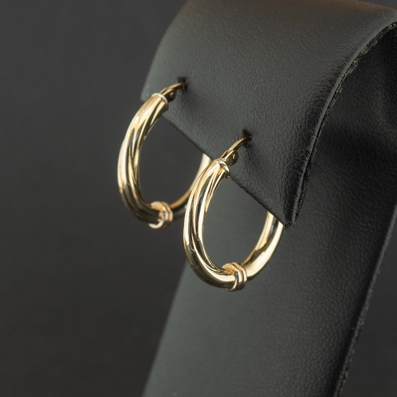 9ct Yellow Gold half Twist Hoop Earrings 1.8g