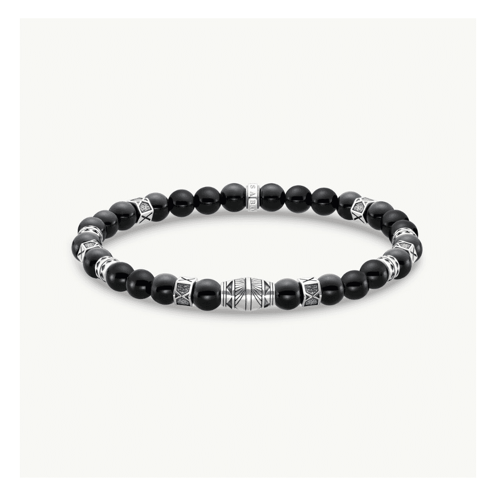 Bracelet with Black Onyx Beads Silver