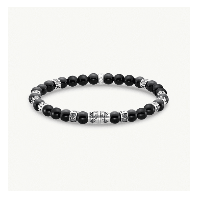Bracelet with Black Onyx Beads Silver