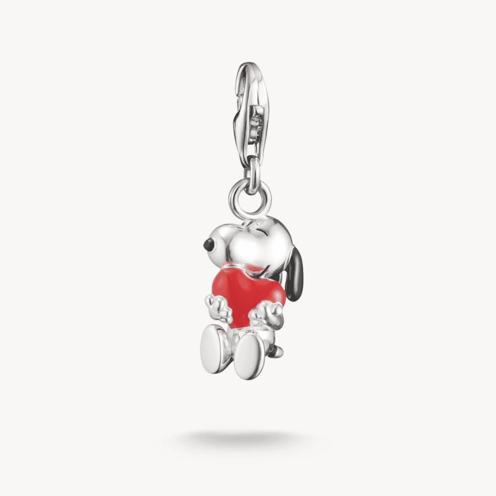 Silver Charm Pendant Snoopy & Heart PEANUTS Original