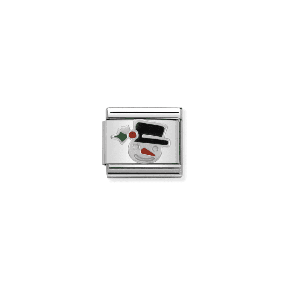 Charm, Composable Link, Snowman Face in Silver