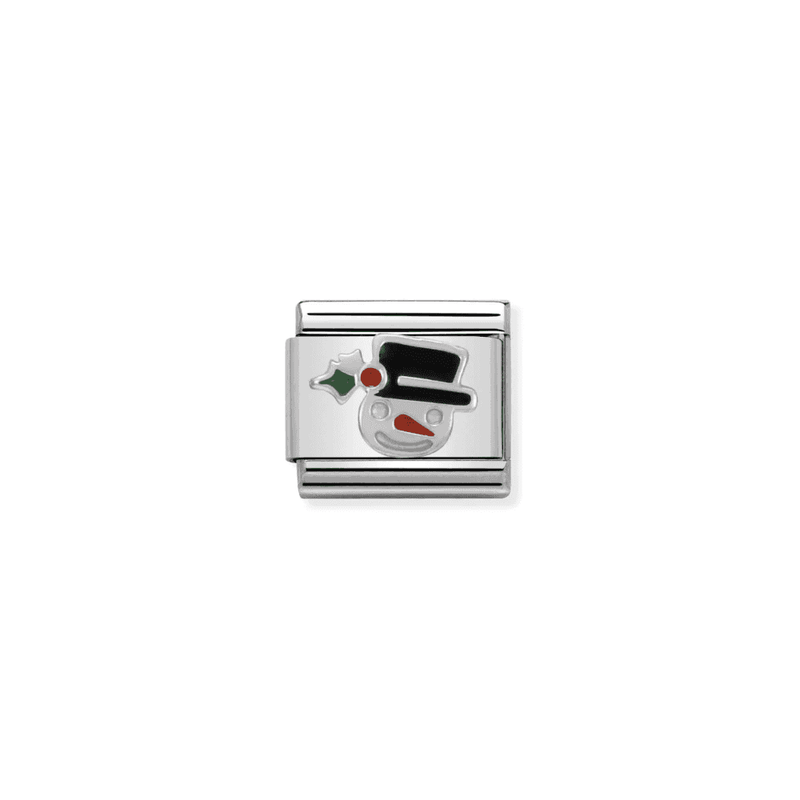 Charm, Composable Link, Snowman Face in Silver