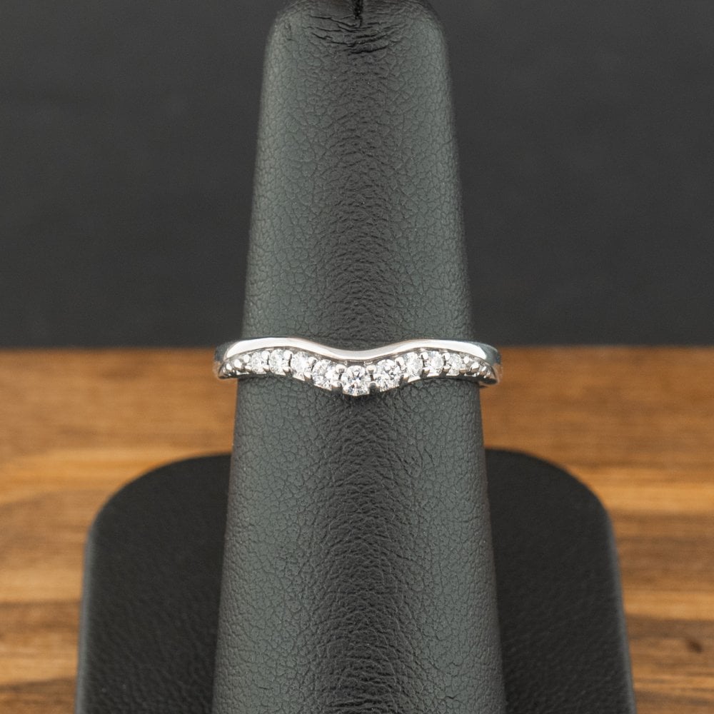 18ct White Gold Diamond Wishbone Ring Size L 2.2g