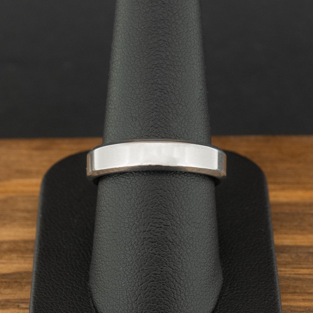 Platinum 5.0mm Bevelled Edge Band Ring Size Q 11.9g