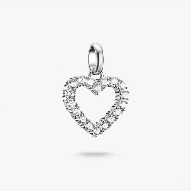 Charm Pendant Heart with White Stones Connect Silver