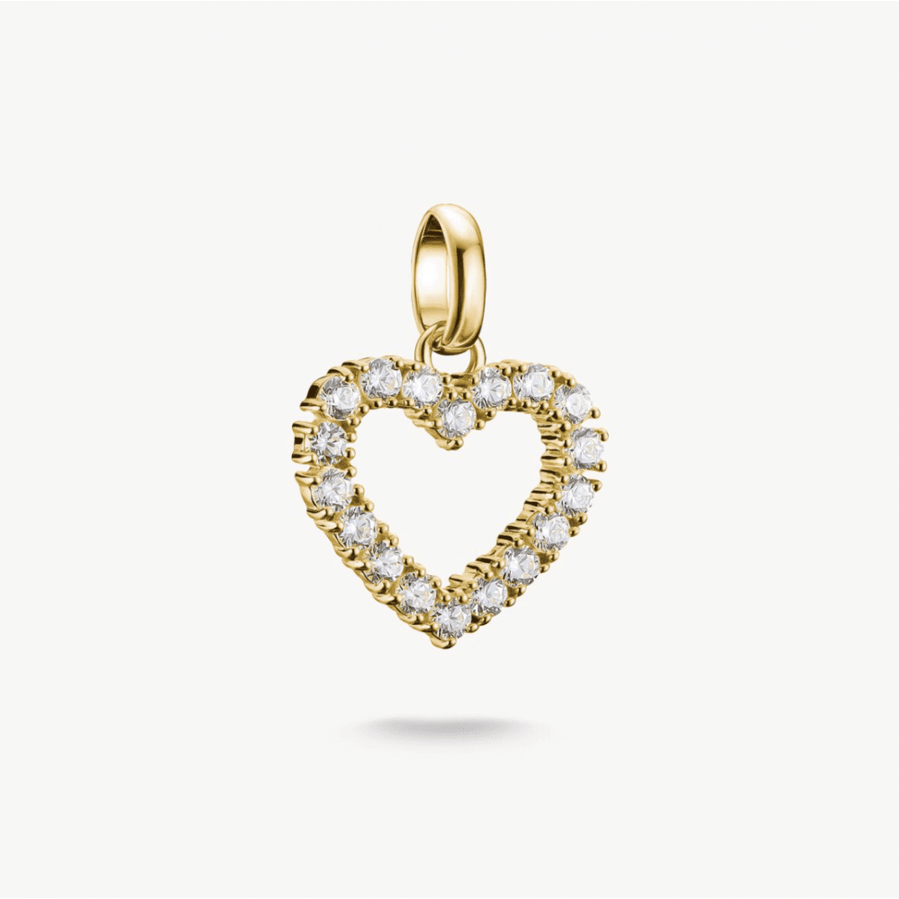 Charm Pendant Heart with White Stones Connect Gold-Plated