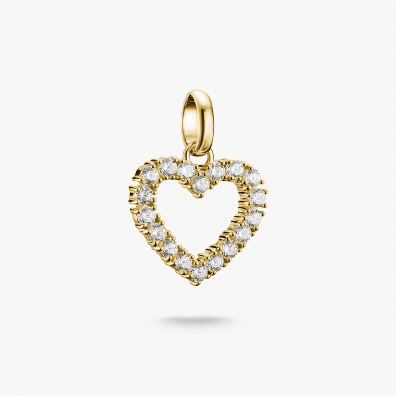 Charm Pendant Heart with White Stones Connect Gold-Plated