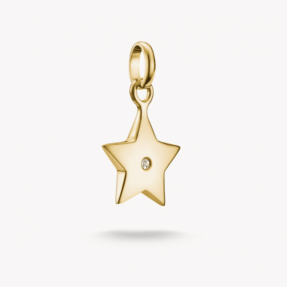Charm Pendant Star with White Stone Connect Gold-Plated