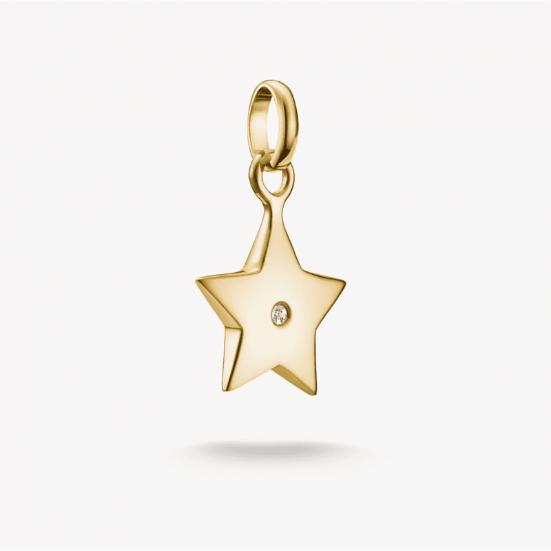 Charm Pendant Star with White Stone Connect Gold-Plated