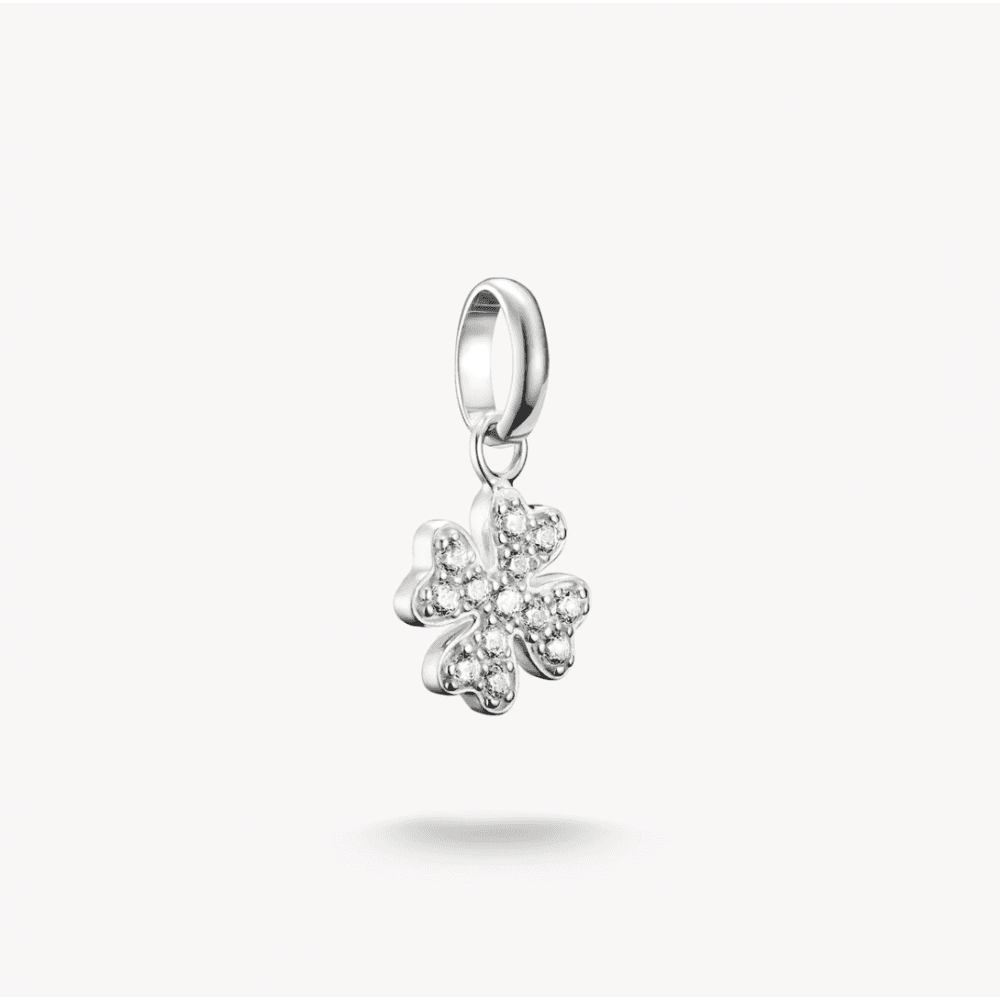 Charm Pendant Lucky Clover with Stones Connect Silver