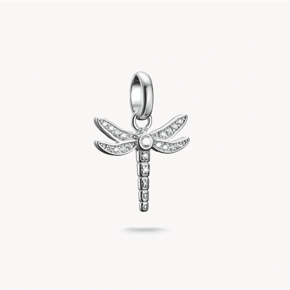 Charm Pendant Dragonfly with Stones Connect Silver